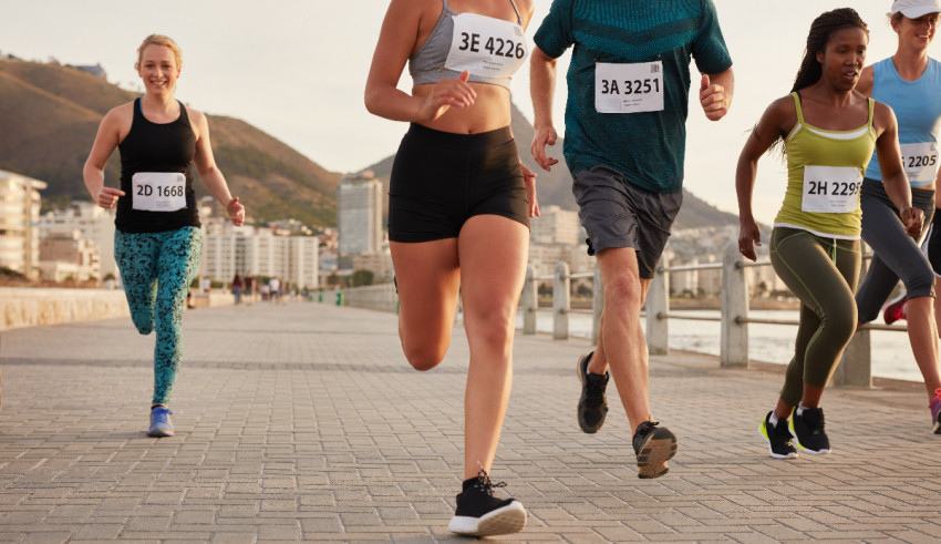A group of people running in a race.