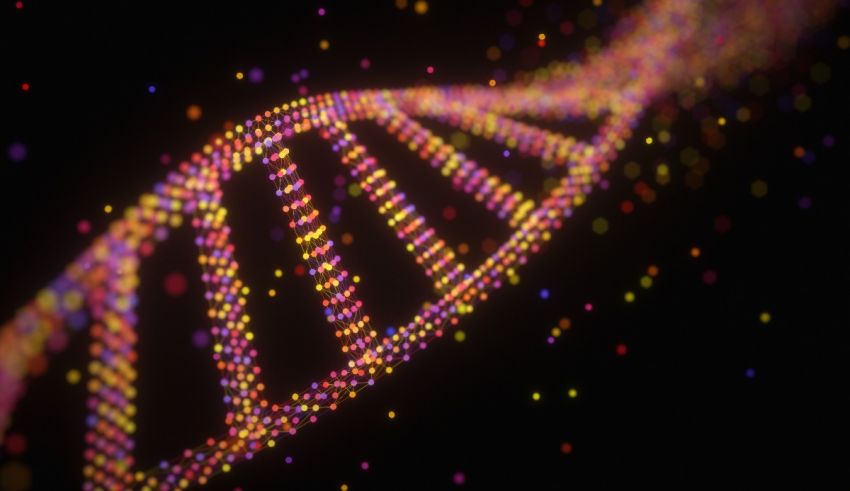 An image of a dna strand on a black background.