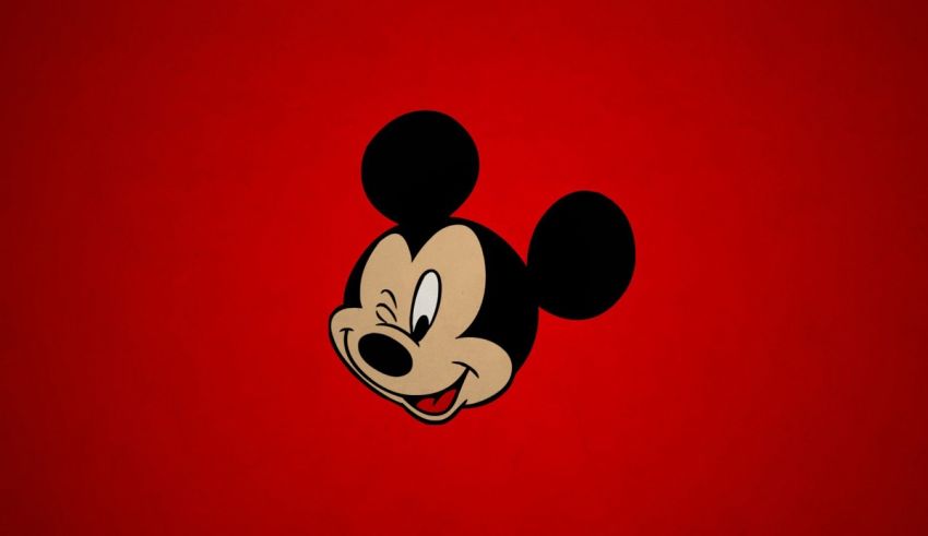Mickey mouse on a red background.
