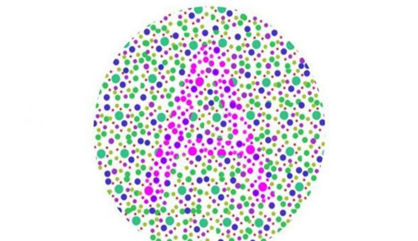 The letter a is made of dots in purple, green, and blue.