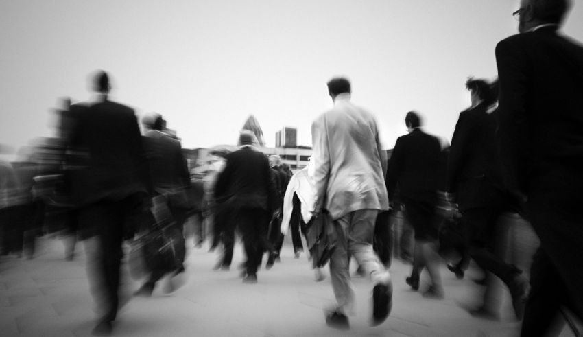 A black and white photo of a crowd of people.