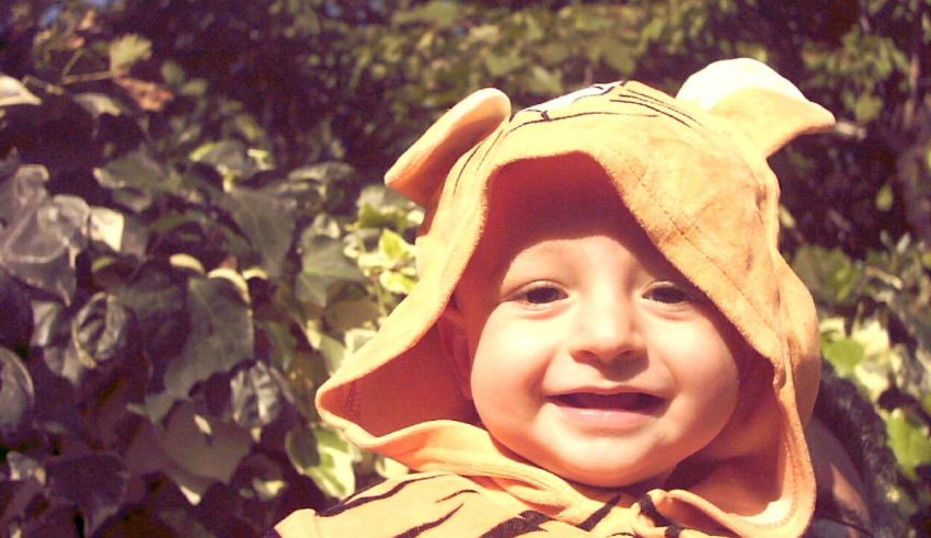 A child wearing a tiger costume.