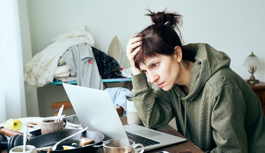 A woman sitting at a table with a laptop in front of her.