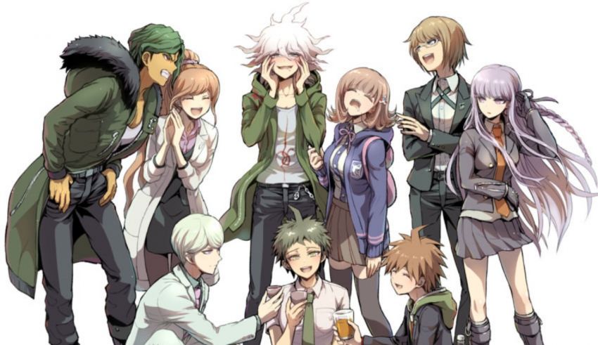 A group of anime characters posing for a picture.