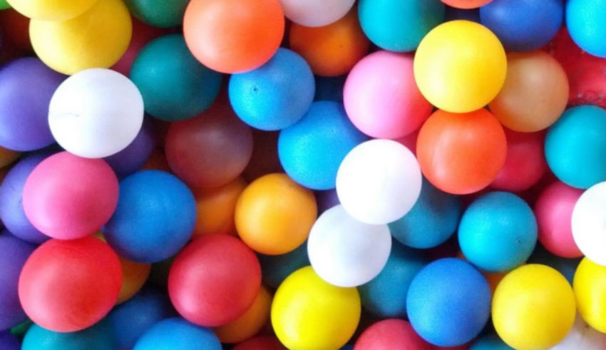 A pile of colorful plastic eggs.