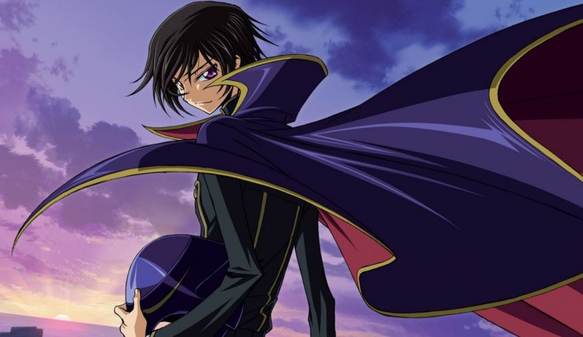 An anime character with a cape and cape.