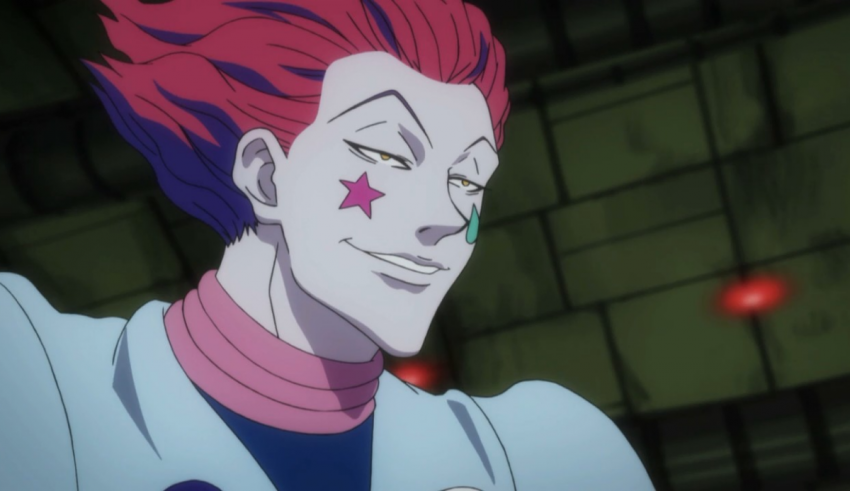 An anime character with red hair and blue eyes.