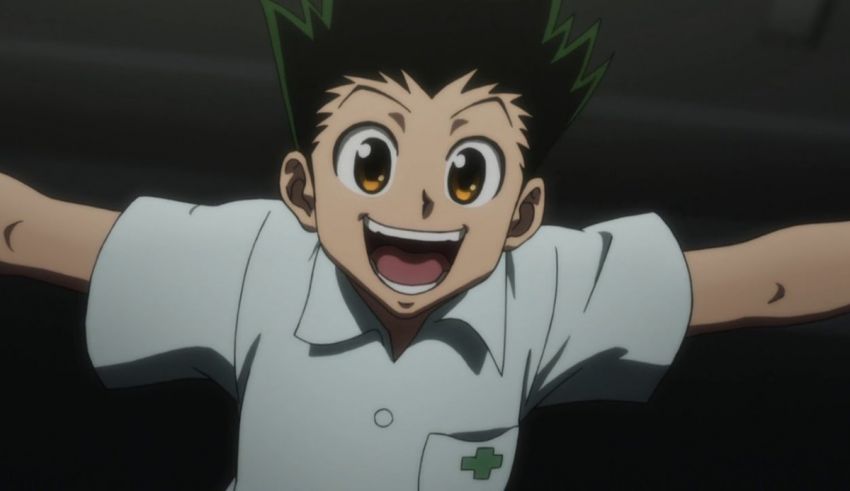 Japanese anime character with his arms outstretched.