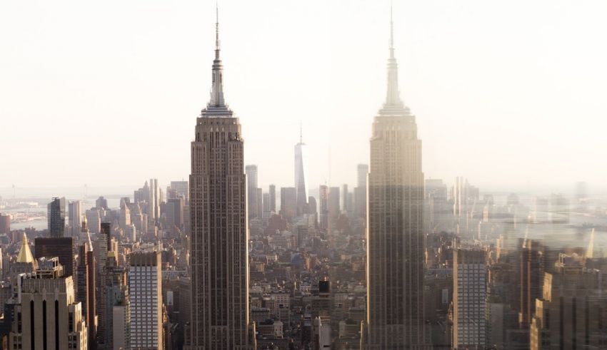 A view of the empire state building in new york city.