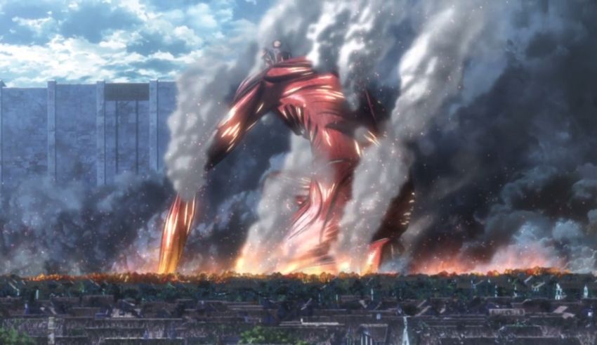 An image of a giant robot with flames coming out of it.
