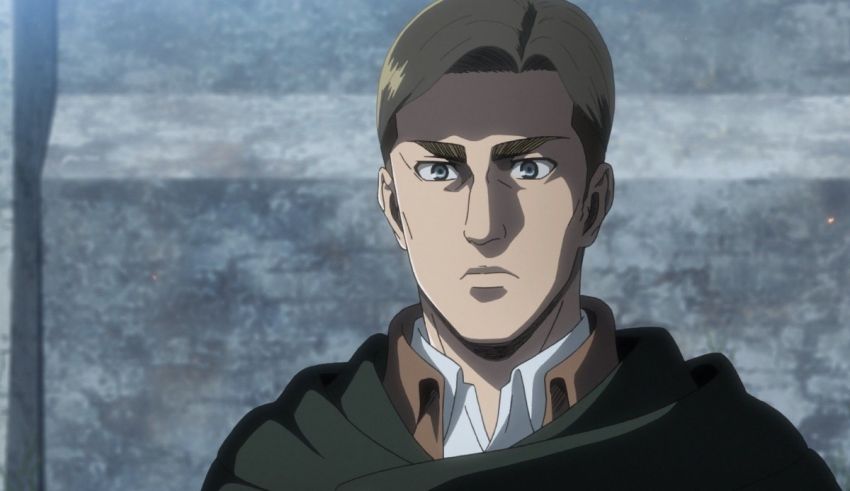 An anime character with blue eyes and a cloak.