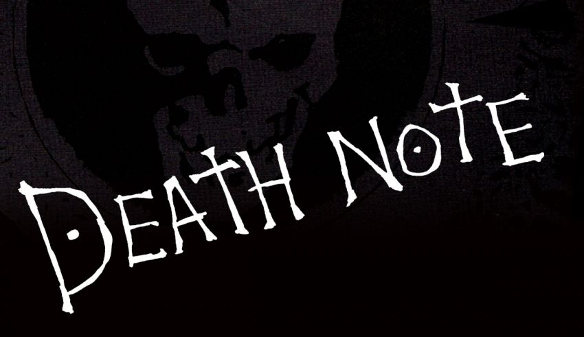 The logo for death note is shown on a black background.