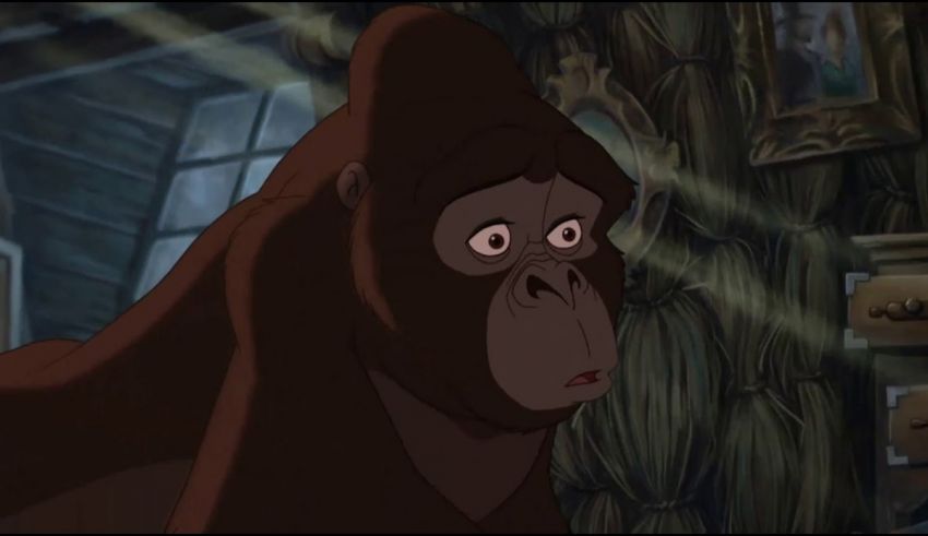 An animated gorilla in a room.