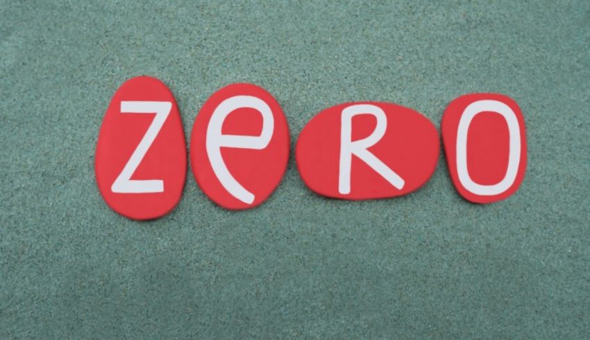 The word zero spelled out on a blue background.