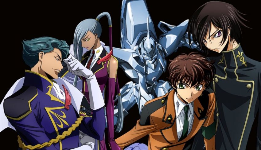 A group of anime characters standing next to each other.