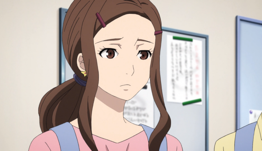 Two anime characters standing next to each other.