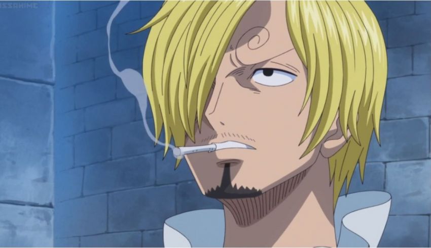 A character from one piece is smoking a cigarette.