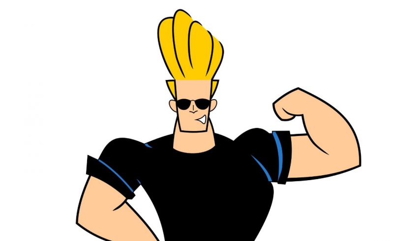A cartoon character with blonde hair and sunglasses.
