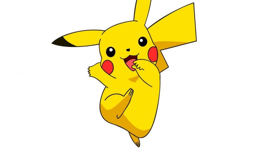 A cartoon pikachu is jumping up and down.