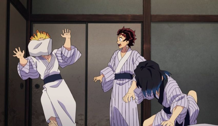 A group of anime characters in kimono and robes.