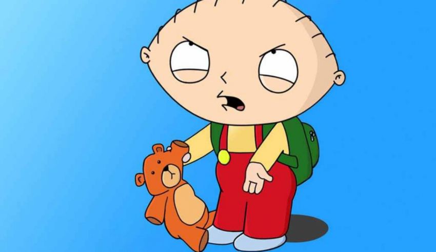A cartoon character holding a teddy bear.