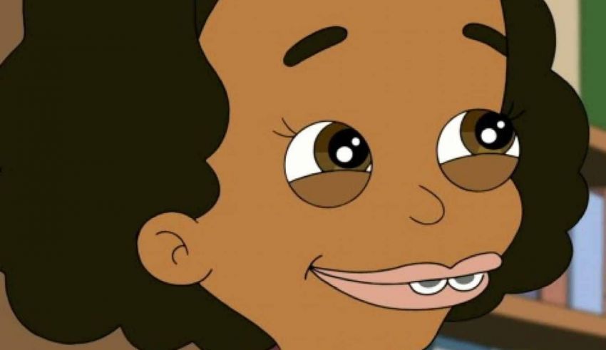 A cartoon image of a black girl with a smile.