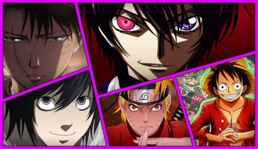 A collage of anime characters with different faces.