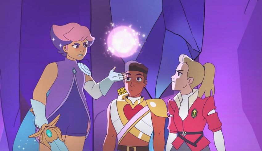 A group of cartoon characters standing next to each other.