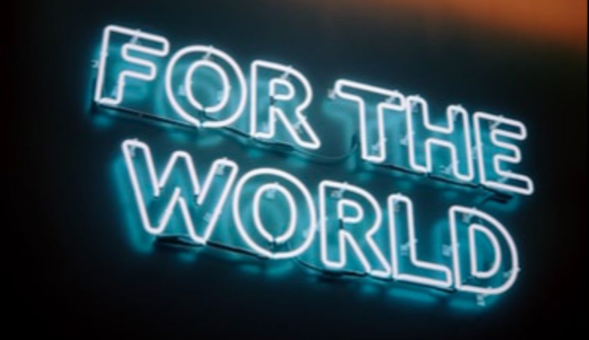 A neon sign with text.
