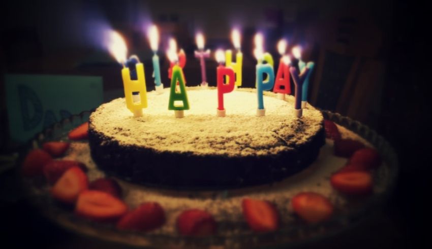 A cake with candles on it.