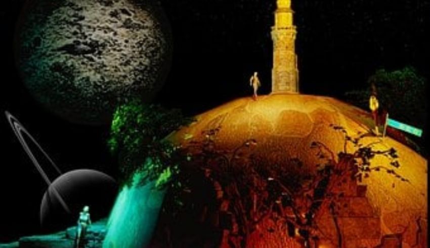 An image of a dome with a planet in the background.
