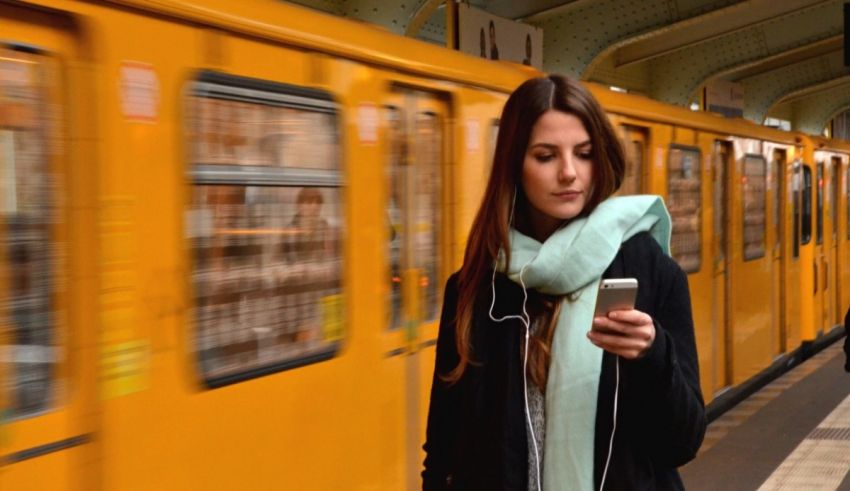 A woman looking at her phone.