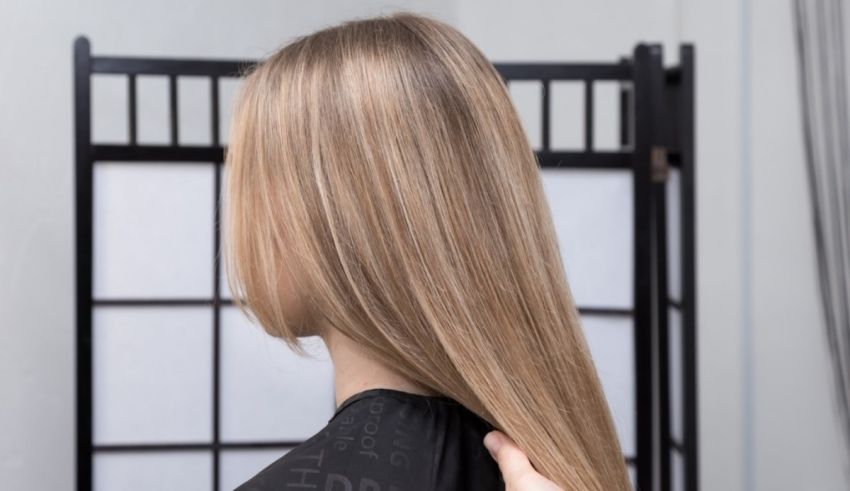 A woman is getting her hair cut in a salon.