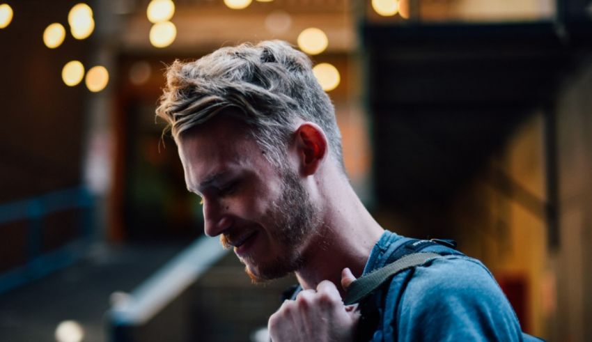 A man with a backpack.