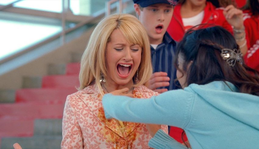 A woman yelling at a woman.