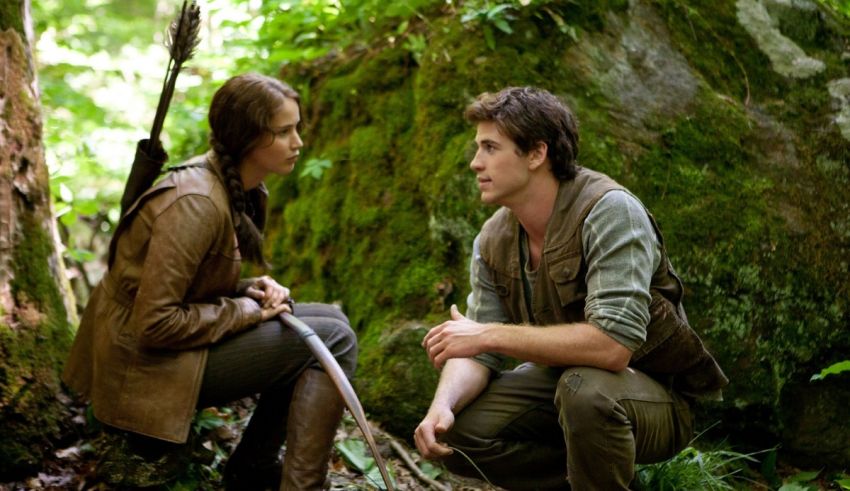 Katniss everdeen and robert pattinson in the hunger games.
