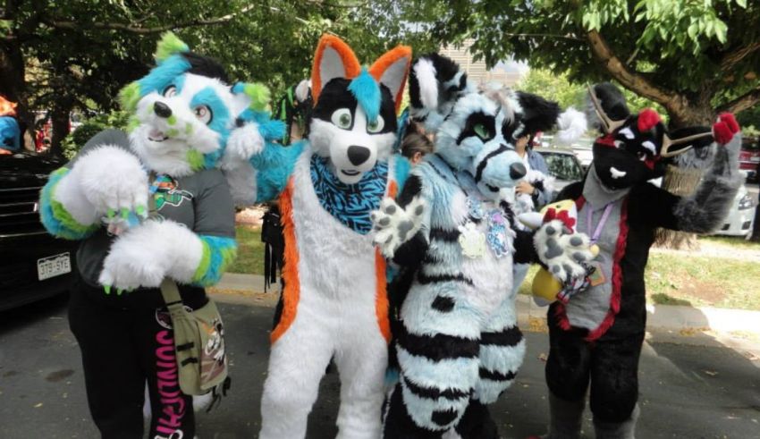 A group of people dressed up in animal costumes.