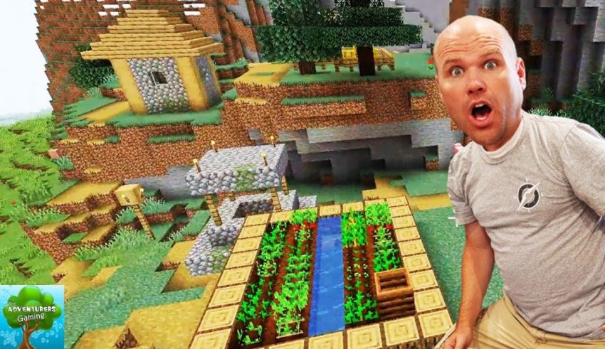 A man is standing in front of a minecraft garden.