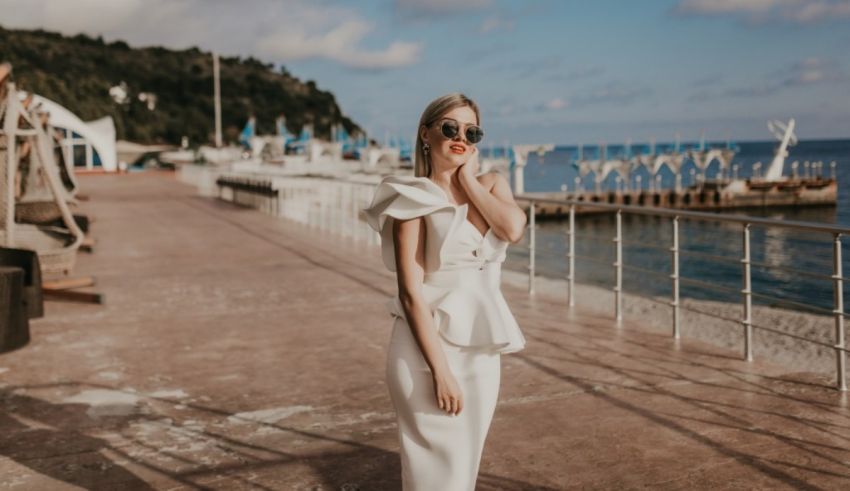 A woman in a white dress.