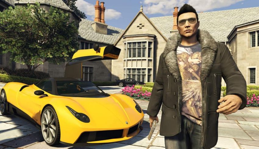 A man is standing next to a yellow sports car.