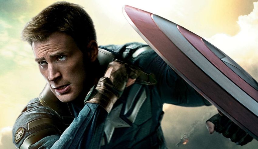Captain america is holding a shield.