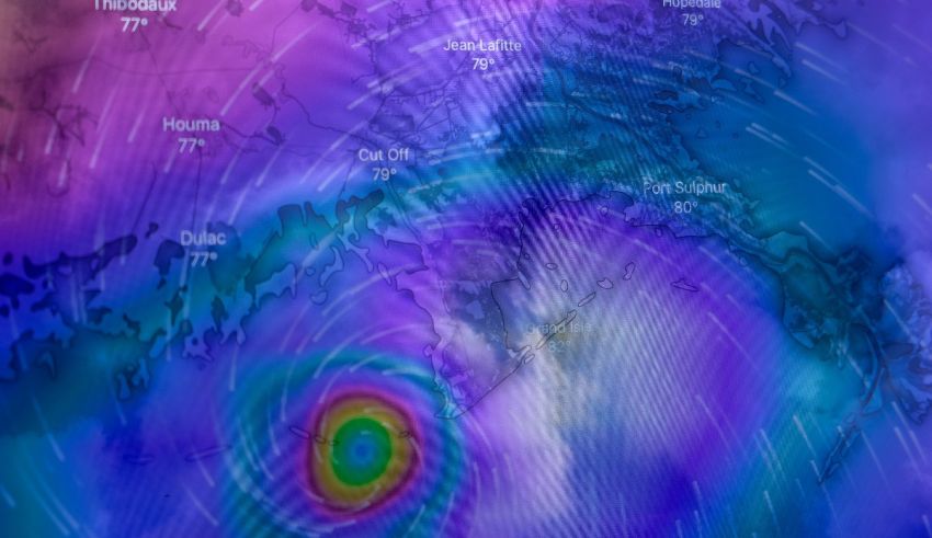 A satellite image of a tropical storm.