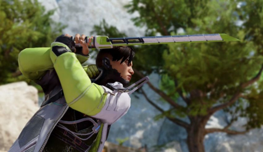 A person holding a sword in a video game.
