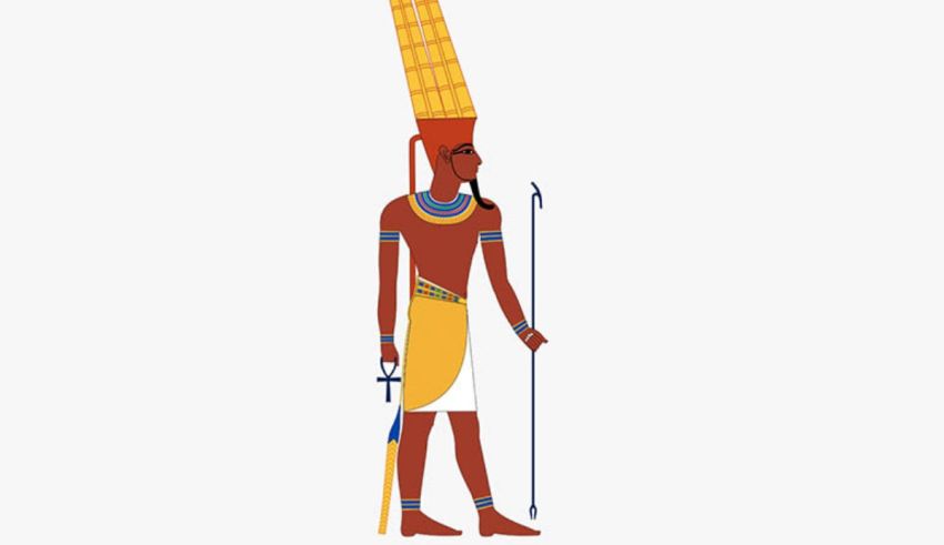 An illustration of an egyptian pharaoh holding a spear.