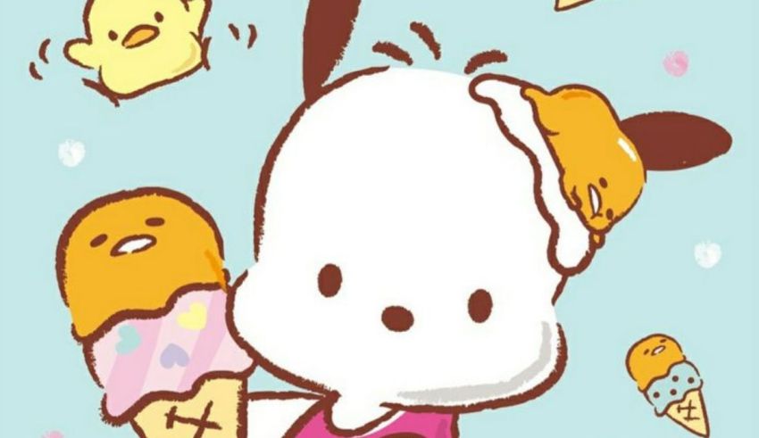 A cartoon character is holding an ice cream cone.