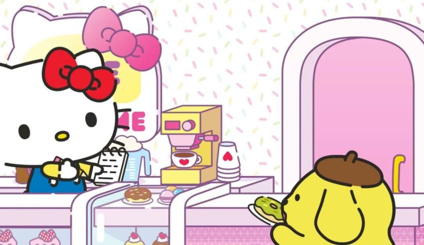 Hello kitty at the ice cream shop.