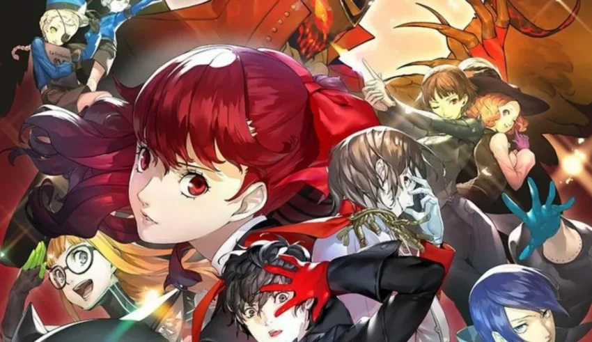 A group of anime characters with red hair and red eyes.