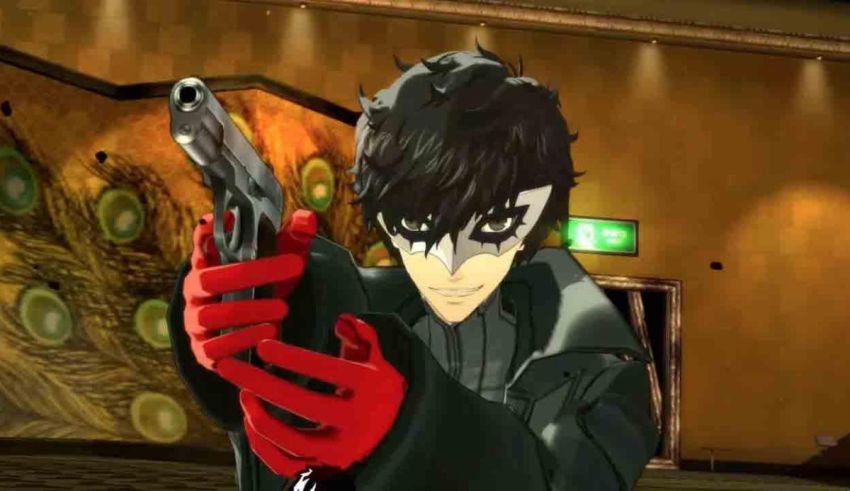 A character holding a gun in a video game.
