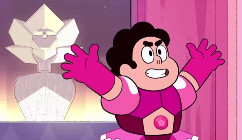 A cartoon character is standing in front of a window.