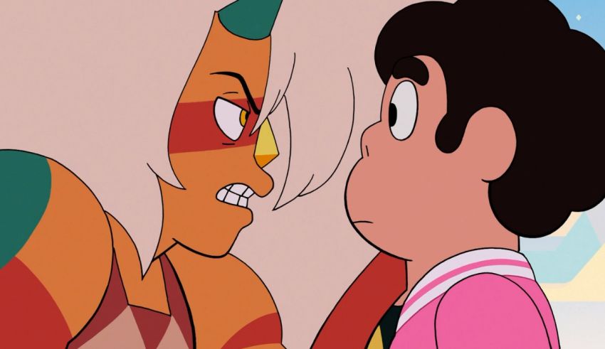 A cartoon character is talking to another cartoon character.